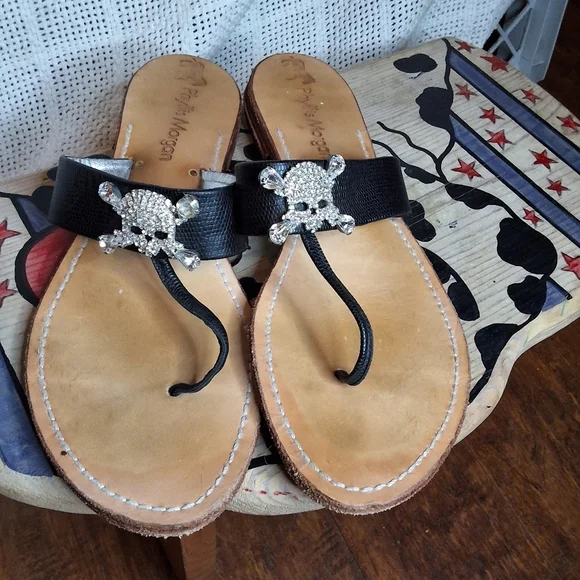 Phyllis Morgan glittery bling skull sandals 9 - Picture 4 of 9